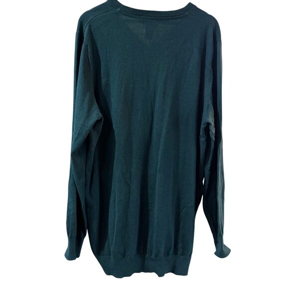 L.L.Bean Mens V-Neck Sweater XXL Tall Green Cotton & Cashmere Blend - Picture 2 of 8